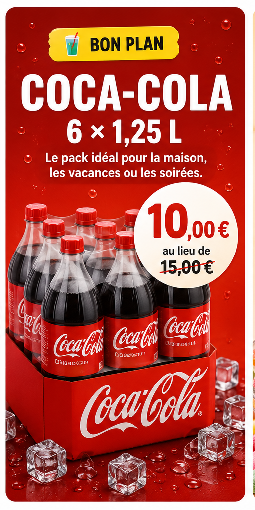 Coca-Cola 6 x 1,25 L à 10 euros
